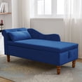 thumbnail image 1 of Tcbosik Upholstered Velvet Lounge Chair, Indoor Chaise Leisure Chair with Pillow, Accent Reading Chair with Hidden Storage Space, Easy Assembly, Navy Blue, 1 of 8