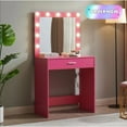 thumbnail image 1 of Tcbosik Vanity Desk with Mirror and Lights, 54.3" Makeup Dressing Table with Storage Drawer for Bedroom, Pink, 1 of 6