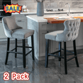 thumbnail image 1 of Tcbosik Velvet Counter Height Upholstered Barstools Set of 2, Armless Bar Chair with Button Tufted Design & Wood Legs for Kitchen Island, Easy Assembly, Gray, 1 of 10