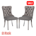 thumbnail image 1 of Tcbosik Velvet Dining Chairs Set of 2, Kitchen & Dining Room Chair with Button Tufted Back, Mid Century Modern Upholstered Accent Chair with Metal Legs, Gray & Silver, 1 of 9