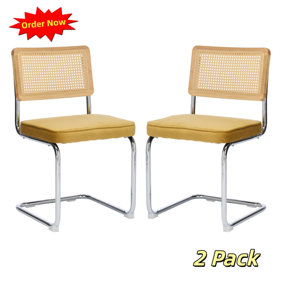 Tcbosik Velvet Dining Chairs Set of 2, Upholstered Dining Room Chair with Metal Legs, Accent Side Chair for Living Room, Bedroom, Kitchen, Gold