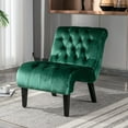 thumbnail image 1 of Tcbosik Velvet Fabric Accent Chair, Modern Button Tufted Upholstered Armless Chair with Wood Legs for Living Room, Bedroom, Green, 1 of 9