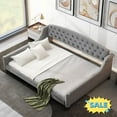 thumbnail image 1 of Tcbosik Velvet Fabric Daybed Full Size, Button-Tufted Sofa Bed for Bedroom, Living Room, Guest Room, Easy Assembly, Gray, 1 of 10