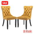 thumbnail image 1 of Tcbosik Velvet Upholstered Dining Chairs Set of 2, Kitchen Accent Chair with Solid Wood Legs, Modern Side Chair with Button Tufted Back, Gold & Black, 1 of 9