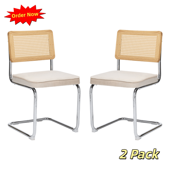 Tcbosik Velvet Upholstered Dining Chairs Set of 2, Side Chair with Metal Legs for Kitchen, Living Room, Beige