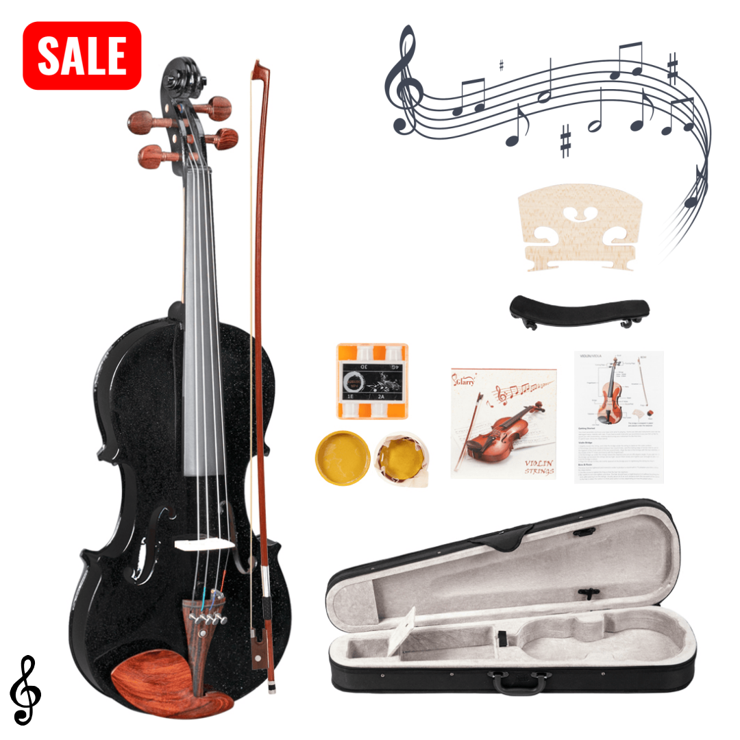 Tcbosik Violin for Beginners, 4/4 Acoustic Violin Fiddle with Case, Bow, Rosin, Turner, Strings and Shoulder Rest, Black