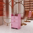 thumbnail image 1 of Tcbosik Wall Mount Salon Station Hair Styling, Barber Salon Stations with a Storage Cabinet, 2 Drawers and 3 Hair Dryer Holders for Hair Stylist Beauty Spa Equipment, Pink, 1 of 9