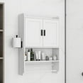 thumbnail image 1 of Tcbosik Wall-Mounted Cabinet with Adjustable Shelf and 2 Doors, Modern Medicine Cabinet with Paper Holder and Towel Bar for Bathroom, Laundry Room, White, 1 of 6