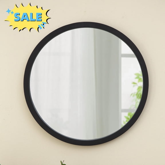 Tcbosik Wall Mounted Circle Mirror, 20 inch Modern Minimalist Round Mirror for Entryway, Bathroom, Washroom, Bedroom, Living Room, Black