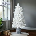 thumbnail image 1 of Tcbosik White Artificial Christmas Tree, 4ft Unlit Potted PVC Xmas Tree with 200 Branches & Metal Stand, Minimalist Holiday Decor for Living Room, Office & Entryway, 1 of 7