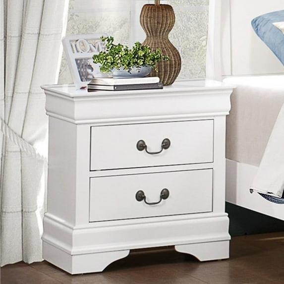 Tcbosik White Nightstand Modern 2-Drawer Wood Bedside Table for Bedroom, 21.5"L x 15.75"W x 23.75"H