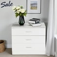 thumbnail image 1 of Tcbosik White Nightstand w/ Drawers, Modern Bedside Table, 3-Drawer Chest for Bedroom, Closet, 25.98"L x 13"W x 22.05"H, 1 of 9