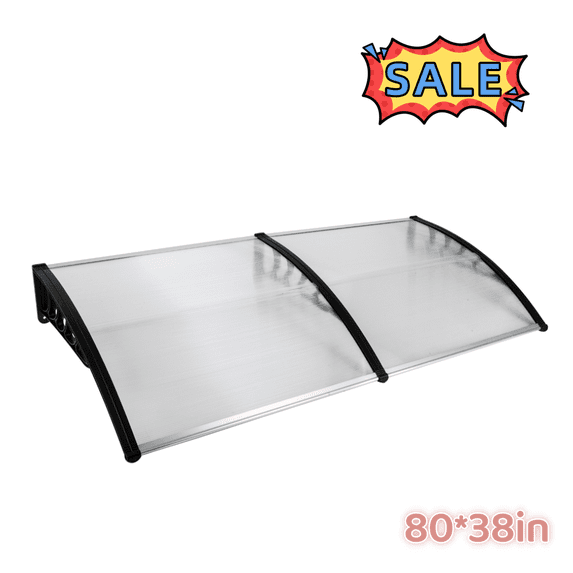 Tcbosik Window Door Awning Canopy for Outdoor, Porch, Balcony, Patio, 80" x 38", Black