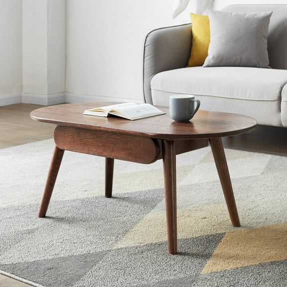 Tcbosik Wood Coffee Table - Modern Center Table with Storage Drawer for Living Room Bedroom - Easy Assembly - Walnut