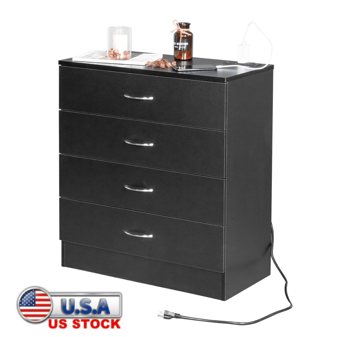 Black Farmhouse 4-Drawer Vertical Chest of Drawers