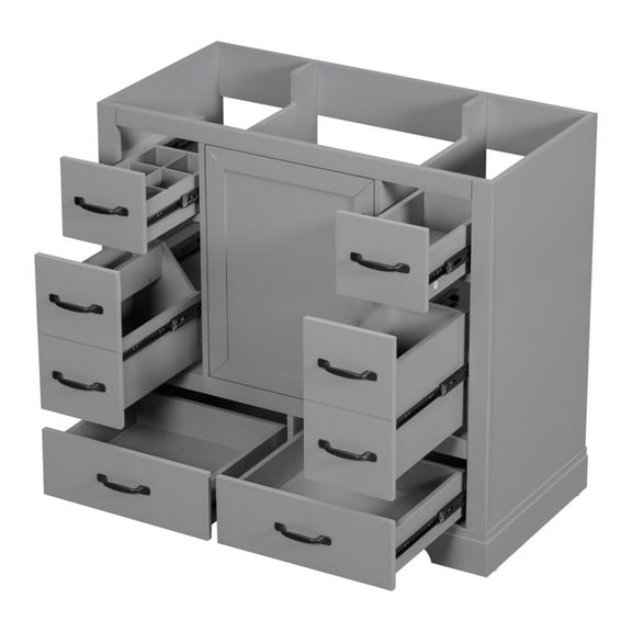 Tcbosik Wooden Bathroom Vanity Cabinet Base in Gray, 36 Inches (Sink Top Not Included)