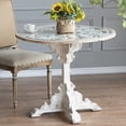 thumbnail image 1 of Tcbosik Wooden Carved Table, 23.8" Farmhouse Style Wood Pedestal Side Table, Antique White, 1 of 7