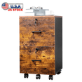 thumbnail image 1 of Tcbosik Wooden File Cabinet, Mobile Printer Stand, Lockable Filing Cabinet with 2 Drawers, Rolling Office Filing Cabinet for Home Office, Brown, 1 of 12