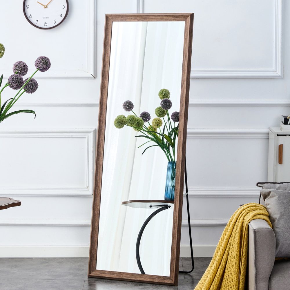 Tcbosik Wooden Full Length Mirror, Full Body Mirror, Standing Floor