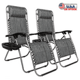 thumbnail image 1 of Tcbosik Zero Gravity Chairs, Lounge Chair with Pillow and Utility Tray, Outdoor Lounge Patio Chair, Adjustable Folding Recliner for Deck, Patio, Beach and Yard, 2 Pack, Gray, 1 of 13