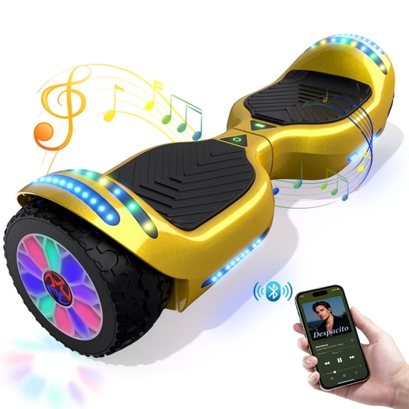 Tcdjtc Hoverboard with Bluetooth and Led Lights, Balance Board for Kids, Kids Outdoor Toys with 9 Mph Max Speed, All Terrain Hoverboard with UL 2272 Safety Standard