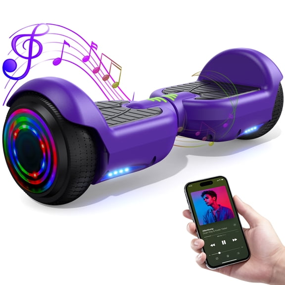 Tcdjtc Self-Balance Scooter for Kids, Electric Scooter with Bluetooth Speakers, Hover Off Road Board Electric Scooter with LED Lights & 400W Motor, Kids Scooter with 9MPH Max Speed