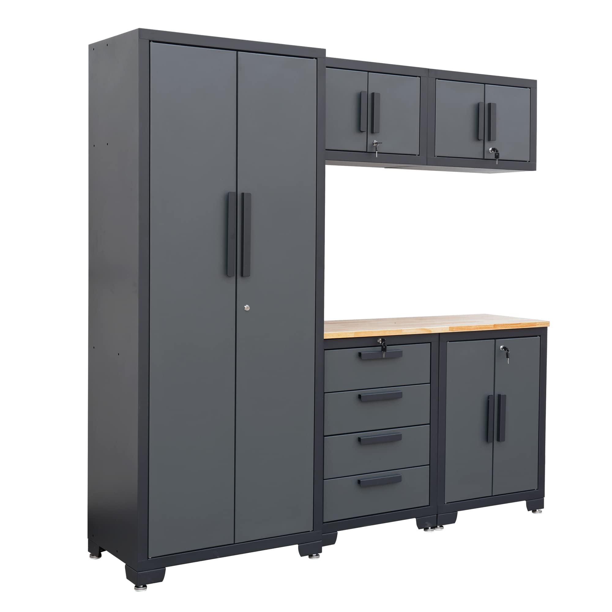Tce 6 Piece Garage Storage Cabinet Organizer Chest Tool,Black/Grey,WA112U