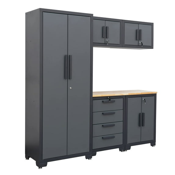 Tce 6 Piece Garage Storage Cabinet Organizer Chest Tool,Black/Grey,WA112U