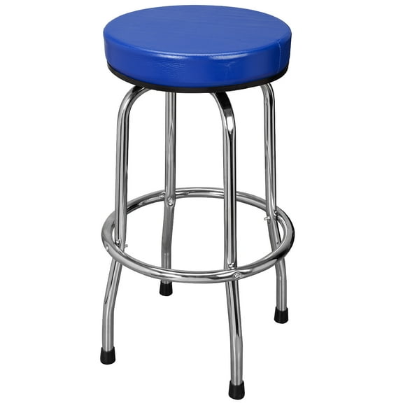Tce Swivel Bar Stool: Padded Garage/Shop Seat with Chrome Plated Legs, Blue, W6185-U