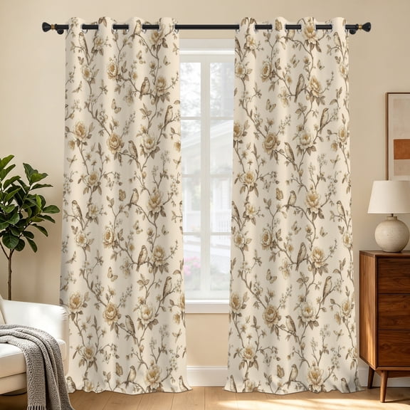 Tchckioa 42x84 Blackout Curtains Farmhouse for Bedroom,Privacy Protection Grommet Window Drapes,Set of 2,Vintage Floral