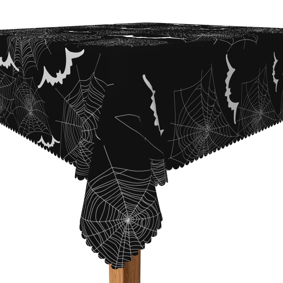 Tchckioa 52x52 Inch Square Tablecloth for Restaurant,Oil-resistant Table Cloth Cover,Black Bats Halloween Decor