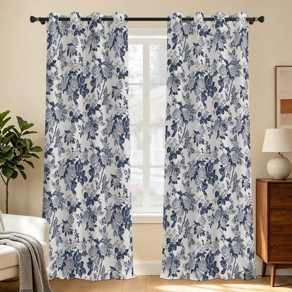 Tchckioa 52x63 Blackout Curtains for Bedroom,Privacy Protection Grommet Window Drapes,Set of 2,Flowers