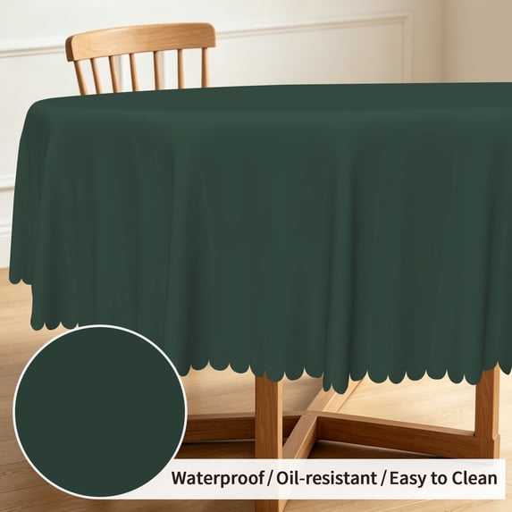 Tchckioa 60 Inch Round Tablecloth for Restaurant,Waterproof Stain Proof Table Cloth Cover,Dark Green