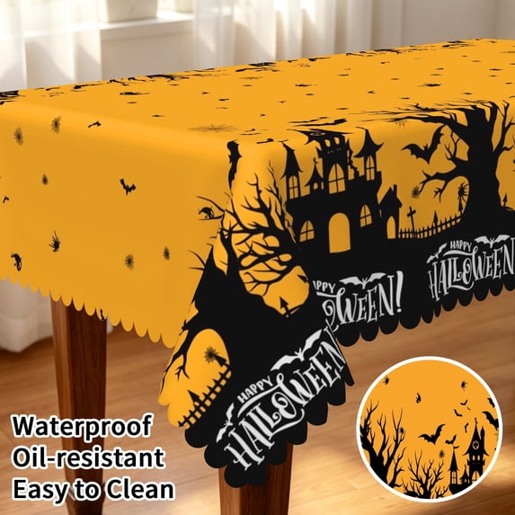 Tchckioa 60x84 Inch Rectangular Tablecloth for Kitchen Dining,Washable Table Cover(Happy Halloween Decor)