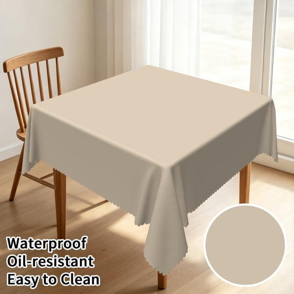 Tchckioa 70x70 Inch Taupe Tablecloth for Restaurant Decor,Square Stain Proof Table Cloth Cover