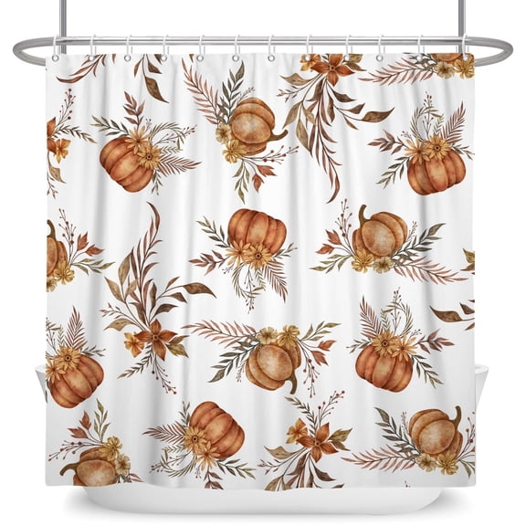 Tchckioa 72x72 Inch Shower Curtain,Waterproof Hooks Bath Curtain for Bathroom Decor,Autumn Thanksgiving Pumpkin
