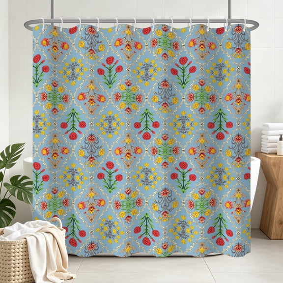 Tchckioa Abstraction Floral Shower Curtain,Waterproof and Privacy Hooks Bath Curtain for Bathtub,72x72 Inch