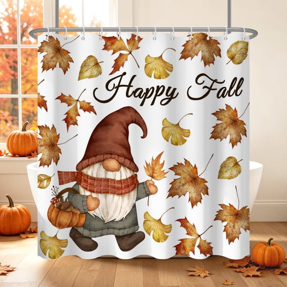 Tchckioa Autumn Happy Fall Shower Curtain,72x72 Inch Privacy Protection Hooks Bath Curtain for Bathroom