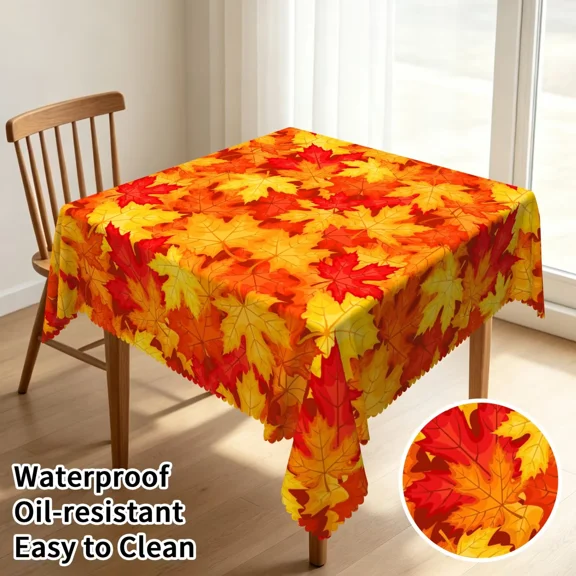Tchckioa Autumn Leaves Square Tablecloth,Waterproof Table Cloth for Kitchen,60x60 Inch