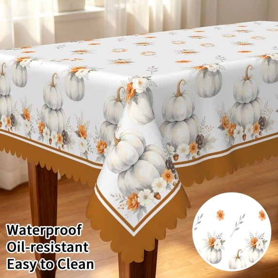 Tchckioa Autumn Pumpkin Tablecloth,52x70 Inch Rectangle Waterproof Table Cloths for Kitchen Dining Decor