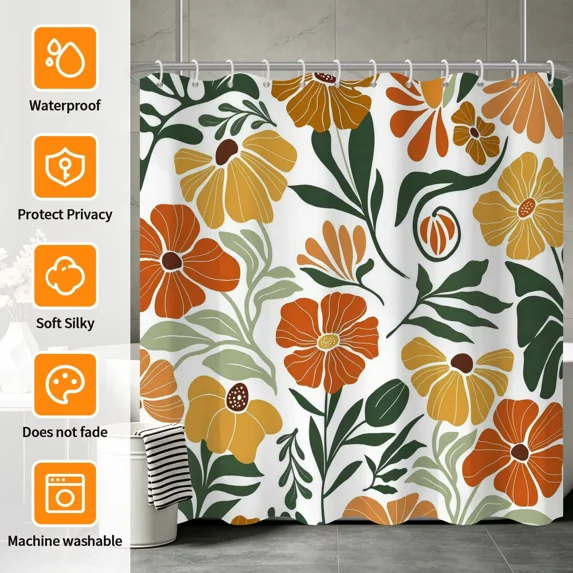 Tchckioa Autumn Shower Curtain,Privacy Protection Hooks Bath Curtain for Bathroom,72x84 Inch