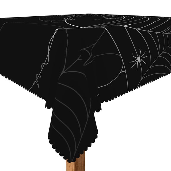 Tchckioa Black Cobwebs Square Tablecloth for Dining Kitchen,60x60 Inch Stain Proof Table Cloth Cover