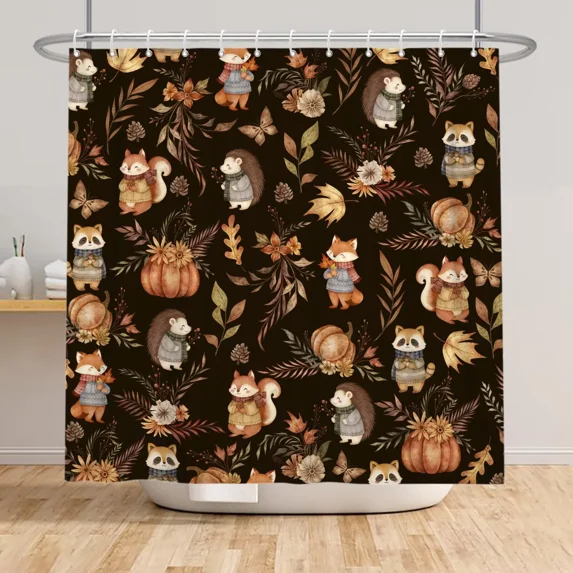 Tchckioa Black Forest Animal 36x72 Inch Shower Curtain,Wet and dry separation Bath Curtain for Bathroom