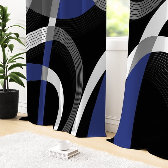 Tchckioa Blackout Curtains,Abstract Line Grommet Drapes for Apartment,2 Panels,52x96 Inch,Blue