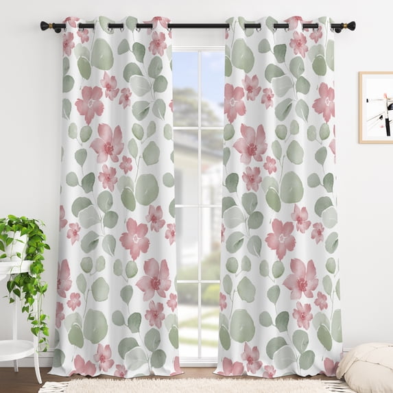 Tchckioa Blackout Curtains,Thermal Insulated Grommet Drapes for Living Room,42x96 Inch,2 Panels,Watercolor Floral