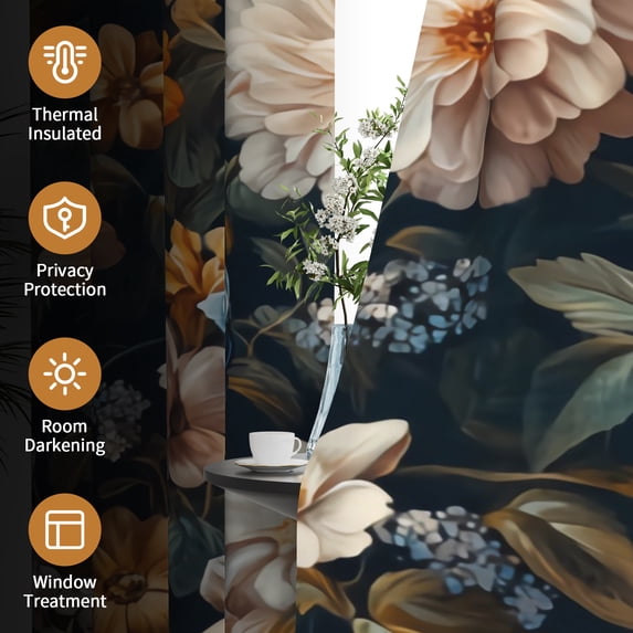 Tchckioa Blackout Curtains for Living Room,Grommet Window Drapes(42x63 Inch,2 Panels,Boho Vintage Floral)