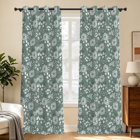 Tchckioa Boho Floral Blackout Curtains,Thermal Insulated Grommet Window Drapes for Apartment,2 Panels,42x96