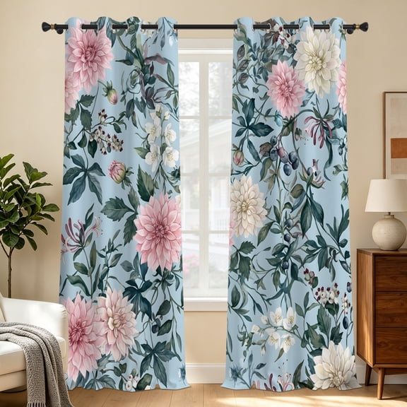 Tchckioa Boho Flowers Blackout Curtains for Bedroom,Privacy Protection Grommet Window Drapes,Set of 2,42x84