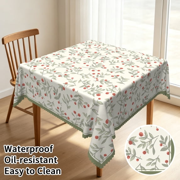 Tchckioa Boho Leavef Tablecloth for Restaurant Decor,52x52 Inch Square Stain Proof Table Cloth Cover