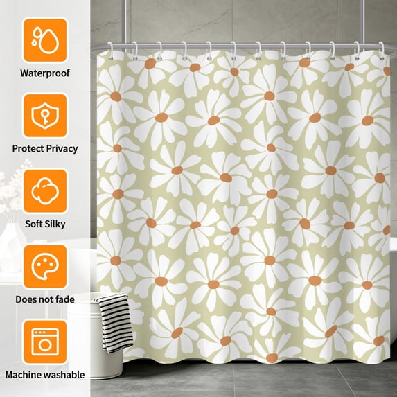 Tchckioa Boho Printed Shower Curtain,47x72 Inch Waterproof Hooks Bath Curtain Decor for Bathroom,Yellow